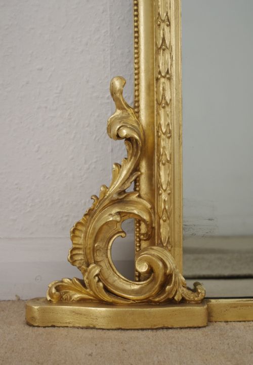 VICTORIAN GILT LARGE ARCH TOP OVERMANTLE MIRROR - ADDITIONAL PHOTO 5