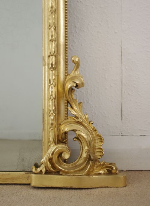 VICTORIAN GILT LARGE ARCH TOP OVERMANTLE MIRROR - ADDITIONAL PHOTO 6