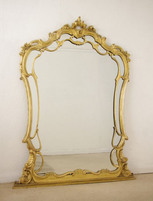 19th century gilt wood large overmantle mirror - CATEGORY: ANTIQUE MIRRORS - DATED 1880
