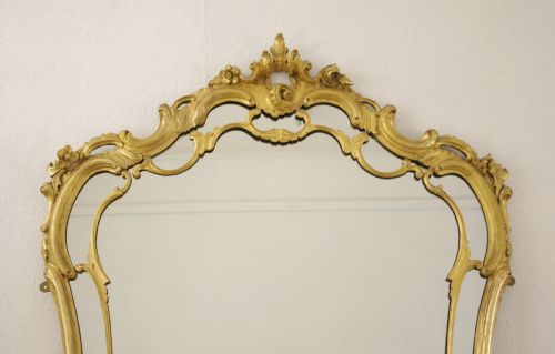19TH CENTURY GILT WOOD LARGE OVERMANTLE MIRROR - ADDITIONAL PHOTO 1
