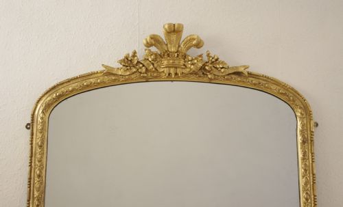 VICTORIAN GILT ARCH TOP OVERMANTLE MIRROR WITH PRINCE OF WALES' FEATHERS - ADDITIONAL PHOTO 1