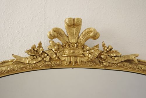 VICTORIAN GILT ARCH TOP OVERMANTLE MIRROR WITH PRINCE OF WALES' FEATHERS - ADDITIONAL PHOTO 2