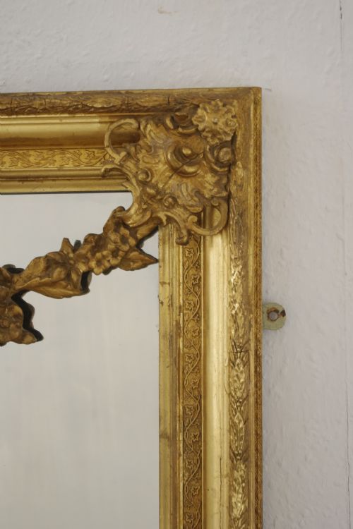 VICTORIAN GILT LARGE OVERMANTLE MIRROR WITH 'PUTTO' CRESTING - ADDITIONAL PHOTO 4