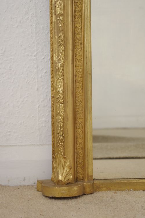 VICTORIAN GILT LARGE OVERMANTLE MIRROR WITH 'PUTTO' CRESTING - ADDITIONAL PHOTO 5