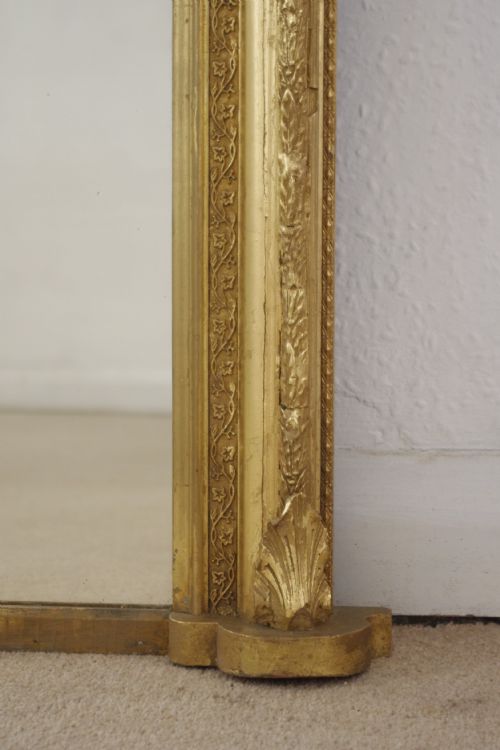 VICTORIAN GILT LARGE OVERMANTLE MIRROR WITH 'PUTTO' CRESTING - ADDITIONAL PHOTO 6