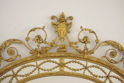 VICTORIAN GILT ADAM STYLE LARGE OVAL OVERMANTLE WALL MIRROR - ADDITIONAL PHOTO 6