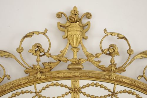 VICTORIAN GILT ADAM STYLE LARGE OVAL OVERMANTLE WALL MIRROR - ADDITIONAL PHOTO 7