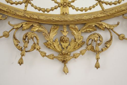 VICTORIAN GILT ADAM STYLE LARGE OVAL OVERMANTLE WALL MIRROR - ADDITIONAL PHOTO 10