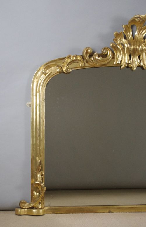 VICTORIAN GILT WOOD ARCH TOP OVERMANTLE MIRROR - ADDITIONAL PHOTO 1