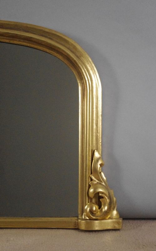 VICTORIAN GILT WOOD ARCH TOP OVERMANTLE MIRROR - ADDITIONAL PHOTO 2
