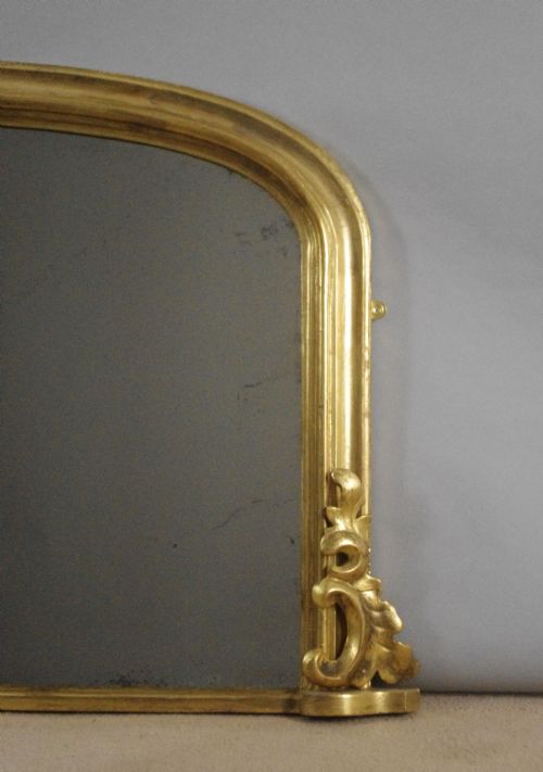 VICTORIAN GILT WOOD ARCH TOP OVERMANTLE MIRROR - ADDITIONAL PHOTO 2