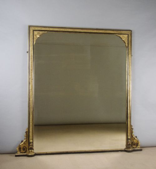 victorian ebonised and parcelgilt large overmantle mirror - CATEGORY: ANTIQUE MIRRORS - DATED 1870