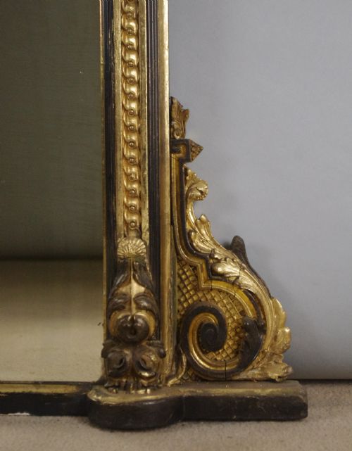 VICTORIAN EBONISED AND PARCELGILT LARGE OVERMANTLE MIRROR - ADDITIONAL PHOTO 7