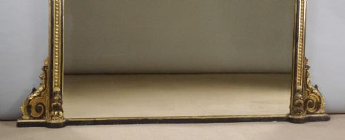 VICTORIAN EBONISED AND PARCELGILT LARGE OVERMANTLE MIRROR - ADDITIONAL PHOTO 8
