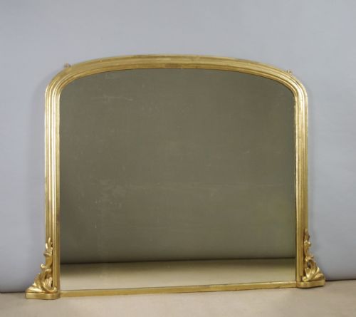 victorian gilt wood large arch top overmantle mirror - CATEGORY: ANTIQUE MIRRORS - DATED 1880