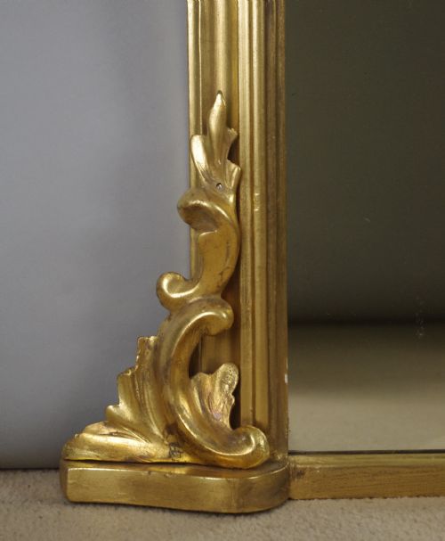 VICTORIAN GILT WOOD LARGE ARCH TOP OVERMANTLE MIRROR - ADDITIONAL PHOTO 4