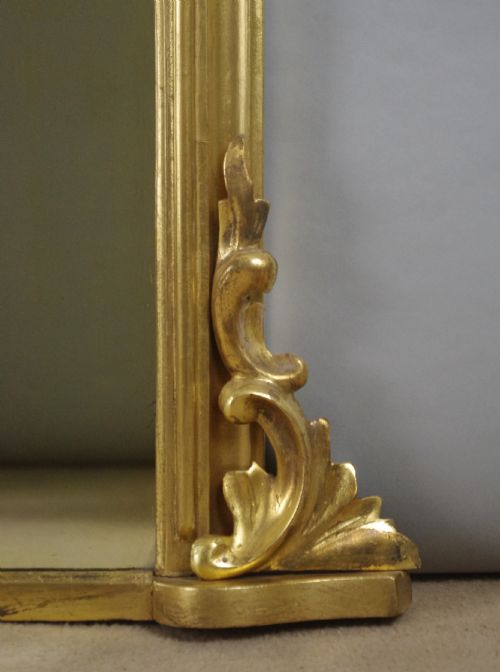 VICTORIAN GILT WOOD LARGE ARCH TOP OVERMANTLE MIRROR - ADDITIONAL PHOTO 5