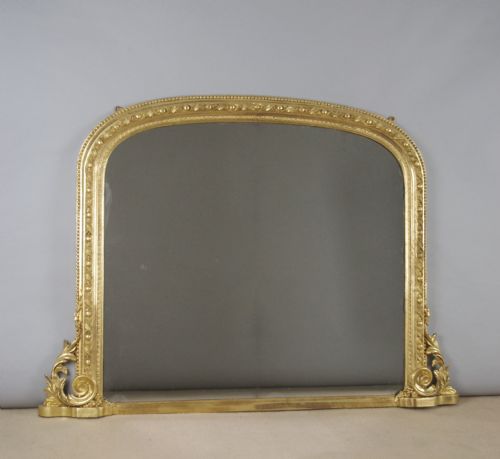 victorian gilt large arch top overmantle mirror - CATEGORY: ANTIQUE MIRRORS - DATED 1870