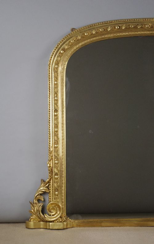 VICTORIAN GILT LARGE ARCH TOP OVERMANTLE MIRROR - ADDITIONAL PHOTO 1