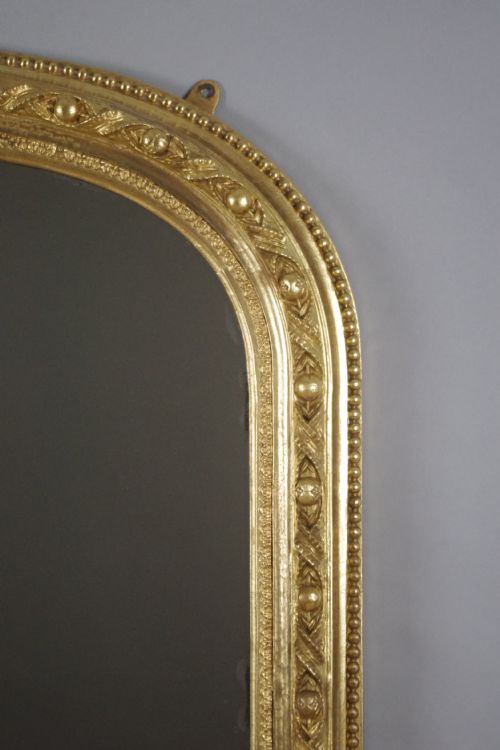 VICTORIAN GILT LARGE ARCH TOP OVERMANTLE MIRROR - ADDITIONAL PHOTO 3