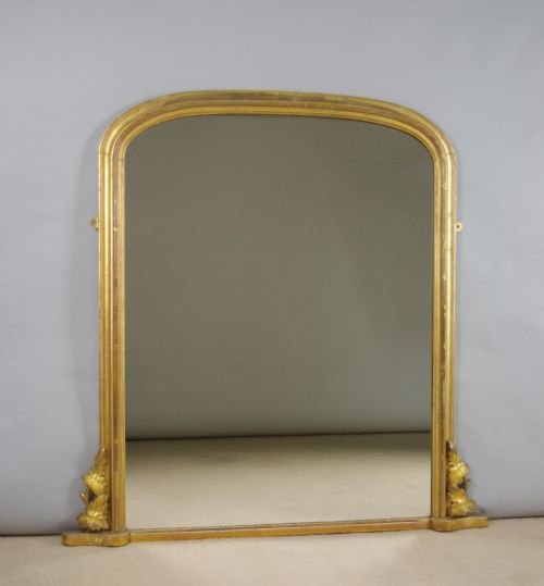 victorian gilt wood arch top overmantle mirror - CATEGORY: ANTIQUE MIRRORS - DATED 1880
