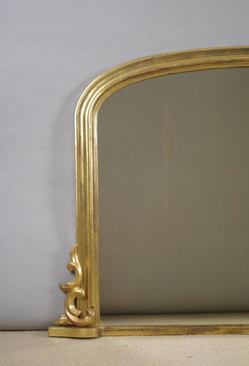 VICTORIAN GILT WOOD ARCH TOP OVERMANTLE MIRROR - ADDITIONAL PHOTO 1