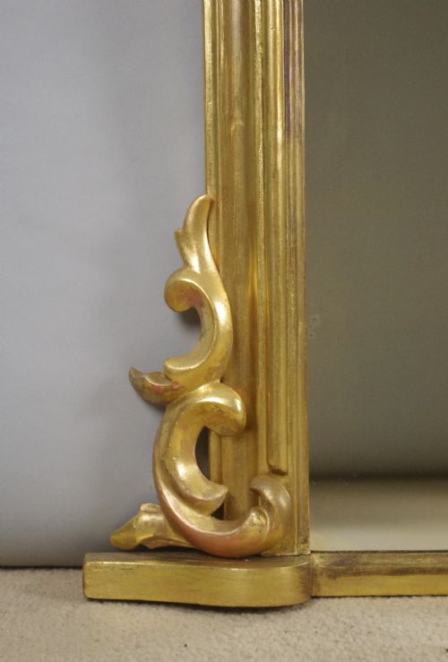 VICTORIAN GILT WOOD ARCH TOP OVERMANTLE MIRROR - ADDITIONAL PHOTO 3