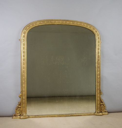 victorian gilt large arch top overmantle mirror - CATEGORY: ANTIQUE MIRRORS - DATED 1870