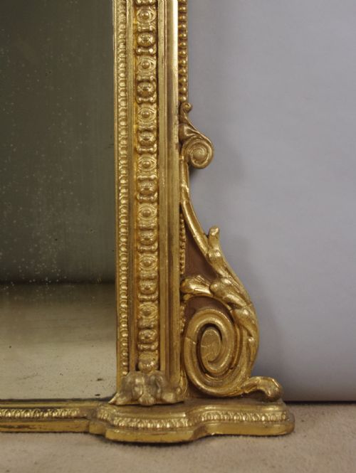 VICTORIAN GILT LARGE ARCH TOP OVERMANTLE MIRROR - ADDITIONAL PHOTO 5