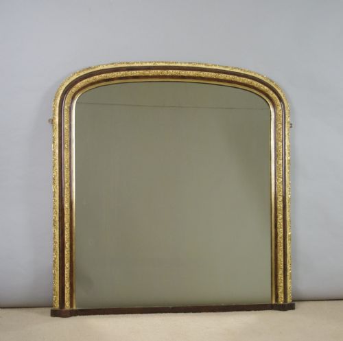 victorian simulated wood and parcelgilt arch top overmantle mirror - CATEGORY: ANTIQUE MIRRORS - DATED 1880