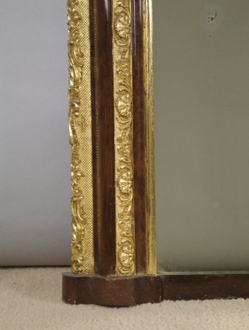 VICTORIAN SIMULATED WOOD AND PARCELGILT ARCH TOP OVERMANTLE MIRROR - ADDITIONAL PHOTO 4