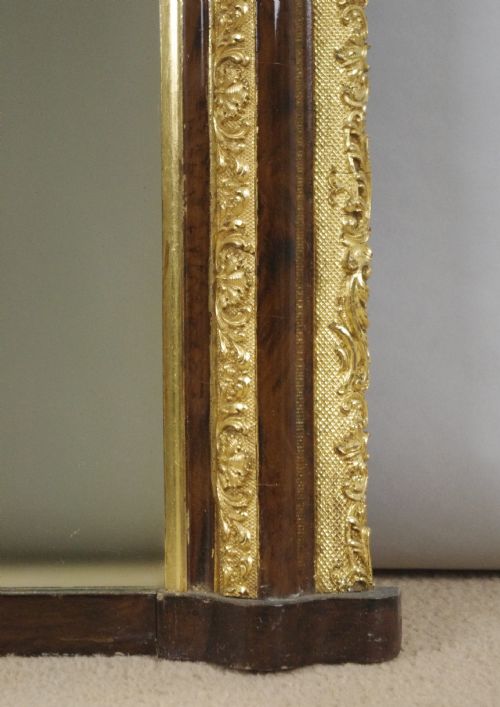 VICTORIAN SIMULATED WOOD AND PARCELGILT ARCH TOP OVERMANTLE MIRROR - ADDITIONAL PHOTO 5