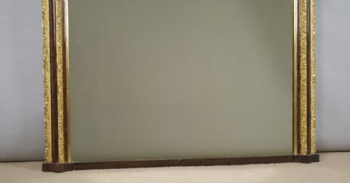 VICTORIAN SIMULATED WOOD AND PARCELGILT ARCH TOP OVERMANTLE MIRROR - ADDITIONAL PHOTO 6