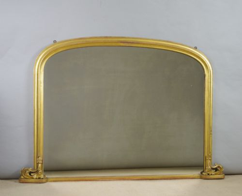 victorian gilt wood large arch top overmantle mirror - CATEGORY: ANTIQUE MIRRORS - DATED 1870