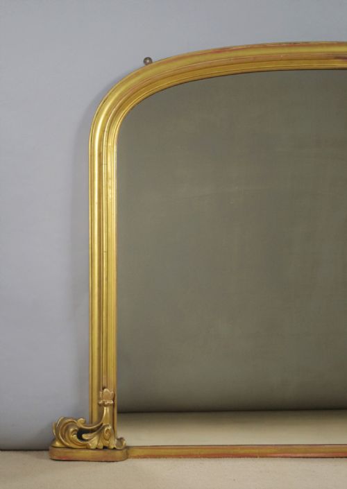 VICTORIAN GILT WOOD LARGE ARCH TOP OVERMANTLE MIRROR - ADDITIONAL PHOTO 1