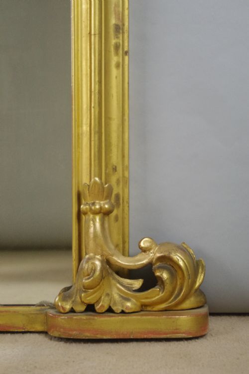 VICTORIAN GILT WOOD LARGE ARCH TOP OVERMANTLE MIRROR - ADDITIONAL PHOTO 5