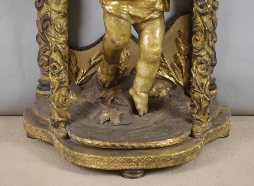 19TH CENTURY GILT 'PUTTO' CONSOLE TABLE WITH MARBLE TOP - ADDITIONAL PHOTO 7