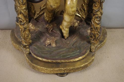 19TH CENTURY GILT 'PUTTO' CONSOLE TABLE WITH MARBLE TOP - ADDITIONAL PHOTO 9