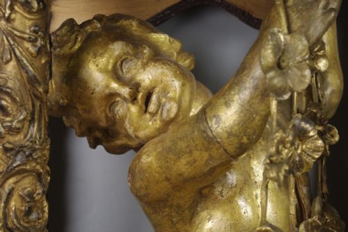 19TH CENTURY GILT 'PUTTO' CONSOLE TABLE WITH MARBLE TOP - ADDITIONAL PHOTO 13