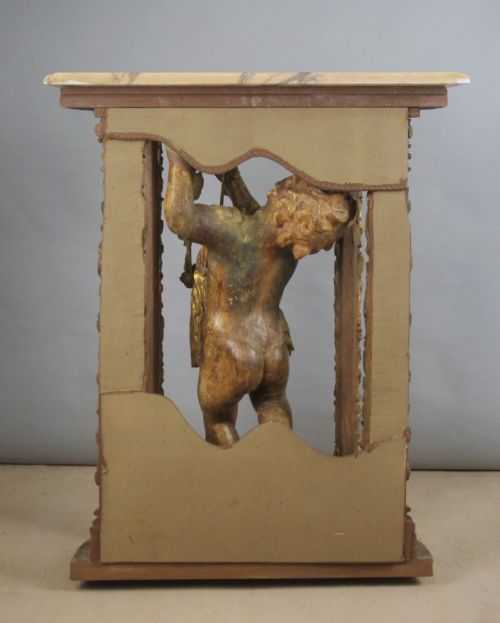 19TH CENTURY GILT 'PUTTO' CONSOLE TABLE WITH MARBLE TOP - ADDITIONAL PHOTO 17