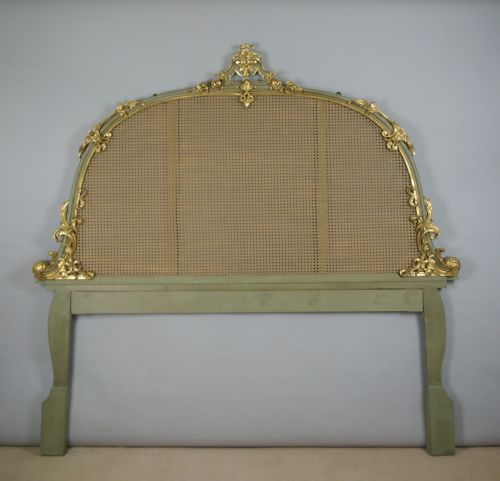painted and parcelgilt cane double headboardbed - CATEGORY: ANTIQUE BEDS - DATED 1900