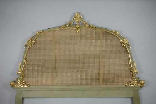 PAINTED AND PARCELGILT CANE DOUBLE HEADBOARDBED - ADDITIONAL PHOTO 1