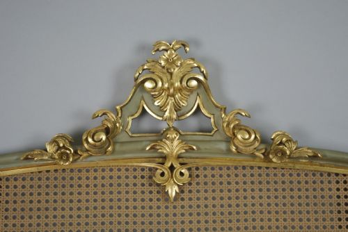 PAINTED AND PARCELGILT CANE DOUBLE HEADBOARDBED - ADDITIONAL PHOTO 2