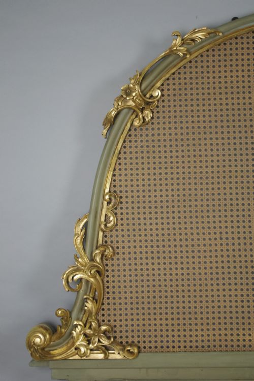PAINTED AND PARCELGILT CANE DOUBLE HEADBOARDBED - ADDITIONAL PHOTO 3