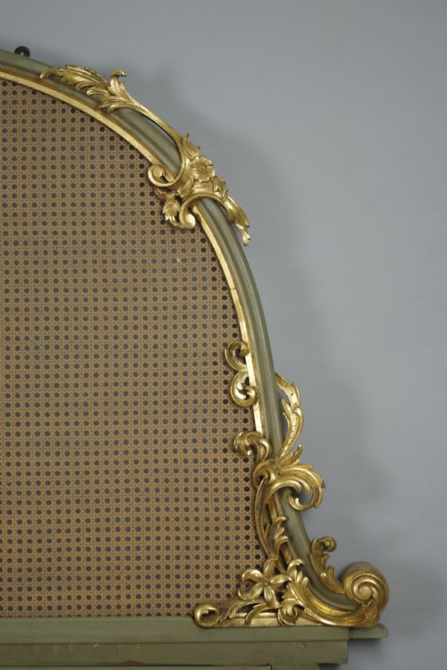 PAINTED AND PARCELGILT CANE DOUBLE HEADBOARDBED - ADDITIONAL PHOTO 4