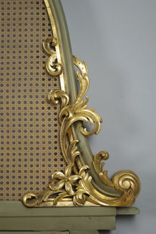 PAINTED AND PARCELGILT CANE DOUBLE HEADBOARDBED - ADDITIONAL PHOTO 8