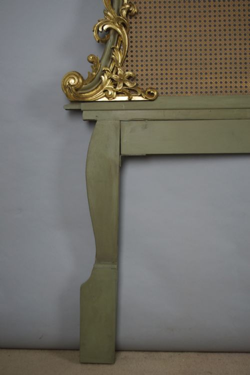PAINTED AND PARCELGILT CANE DOUBLE HEADBOARDBED - ADDITIONAL PHOTO 9