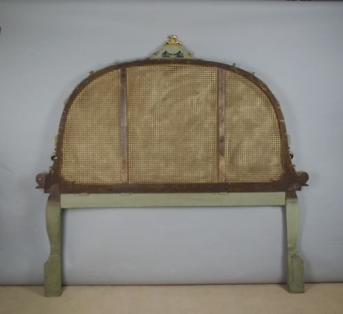 PAINTED AND PARCELGILT CANE DOUBLE HEADBOARDBED - ADDITIONAL PHOTO 11