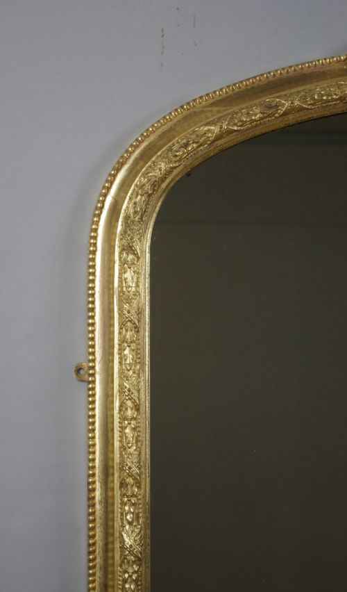 VICTORIAN GILT LARGE ARCH TOP OVERMANTLE MIRROR - ADDITIONAL PHOTO 3
