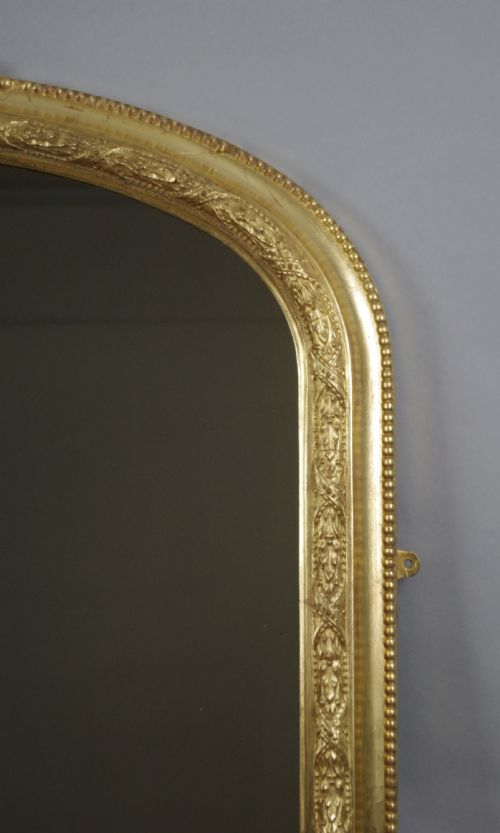VICTORIAN GILT LARGE ARCH TOP OVERMANTLE MIRROR - ADDITIONAL PHOTO 4